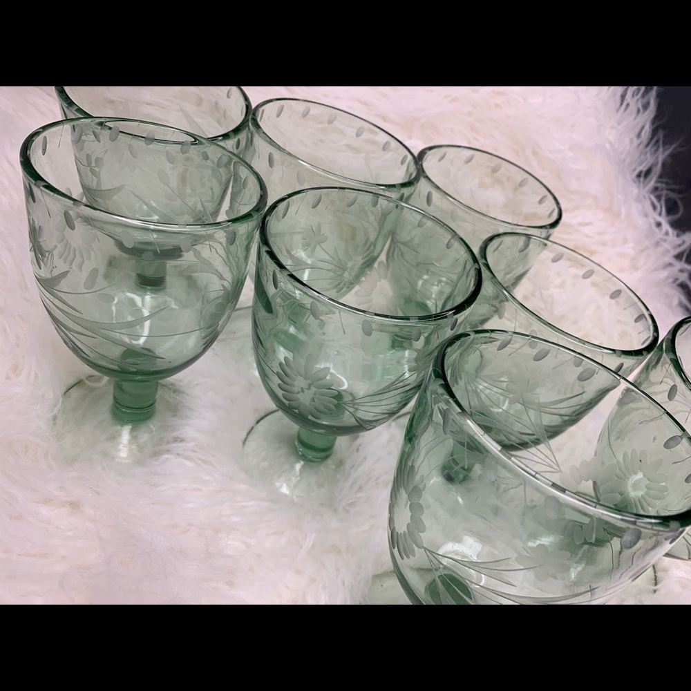 Hand blown glass wine / desert goblets (set of 8)
